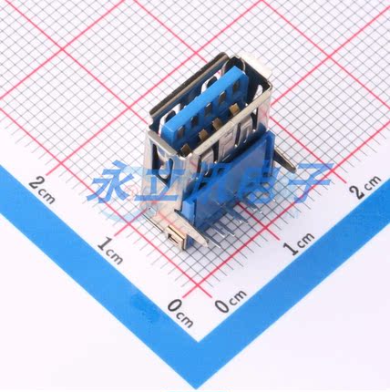HC-USB3.0-L168-ZJ USB 3.0连接器 Type-A母座 弯插/9P 直脚 卷边