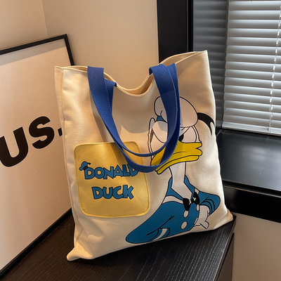 原创小众唐老鸭帆布托特包