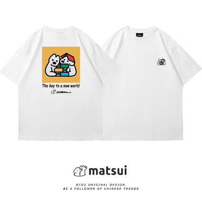 matsuit恤男书籍小狗青少年半袖