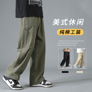 裤子男春夏季宽松男士运动裤束脚裤青少年针织休闲裤灰色薄款卫裤