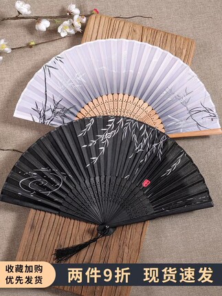 Traditional Chinese Folding Fan, Chinese Style Dance Fan, Children's Summer Hanfu Fan, Women's Cheongsam Fan, Ink Painting Folding Small Paper Fan