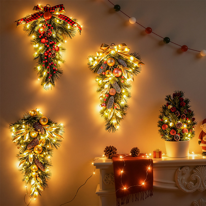 圣诞节装饰品倒挂树门挂场景布置