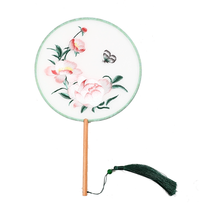 手工凌娟绸缎包边扇子