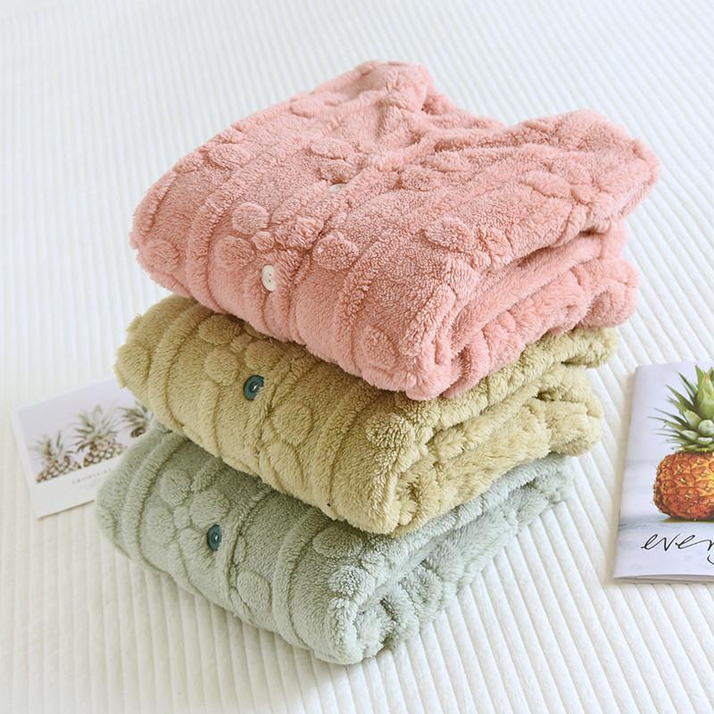 睡衣女秋冬法兰绒单件上衣加厚加绒保暖开衫宽松珊瑚绒长袖家居服