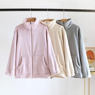 珊瑚绒睡衣女秋冬季上衣情侣加厚保暖冬款男士法兰绒家居服可外穿
