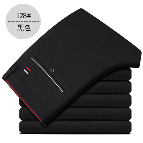 春秋季弹力青年加厚黑色休闲裤男