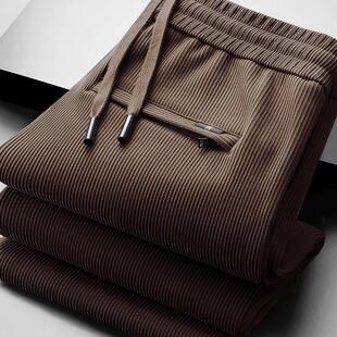 休闲长裤加厚春秋季灯芯绒宽松直筒冬季加绒保暖条绒外穿裤子男款