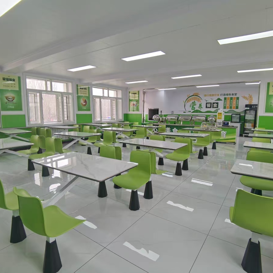 学校食堂餐椅批发四人位连体公司餐桌椅员工饭堂餐厅桌椅组合