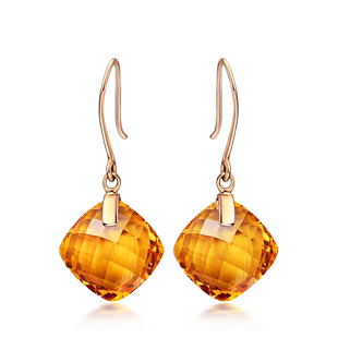 珠宝7.5克拉天然紫水晶黄水晶耳环女 18K金镶嵌彩色宝石耳环耳饰