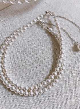 925纯银澳母贝壳超细澳白珍珠手链女气质小米珠手饰银饰2025新款