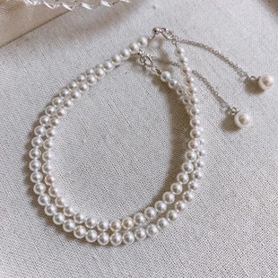 925纯银澳母贝壳超细澳白珍珠手链女气质小米珠手饰银饰2025新款