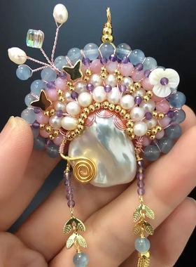 设计款原创手作天然巴洛克珍珠刀马旦京剧脸谱吊坠手工项坠