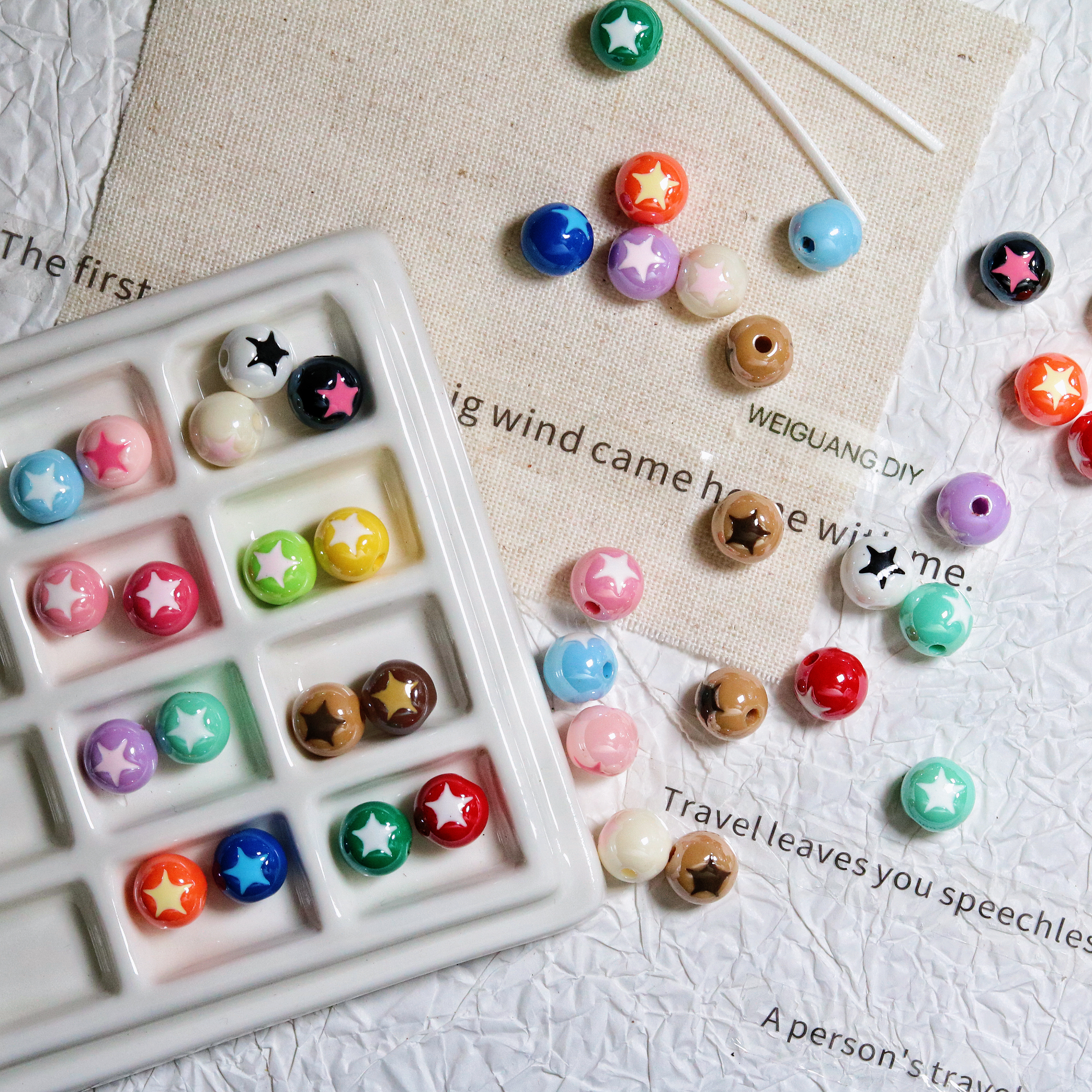 星耀星星卡8通孔diy亚克力串珠配件手机钥匙链包链diy手工饰品