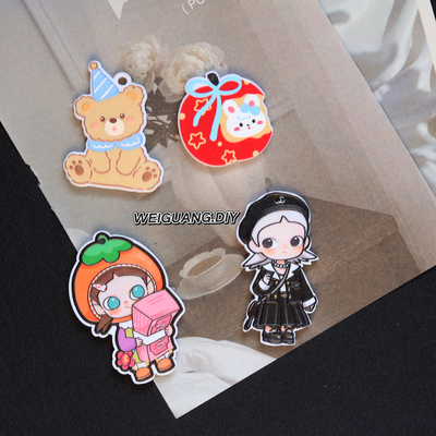 小熊苹果兔亚克力浮雕挂件