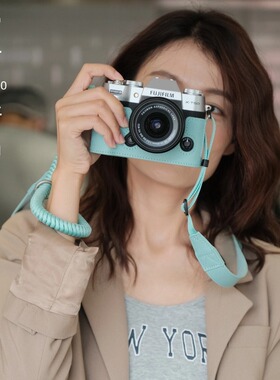 SVEN富士xt50真皮保护套相机包xt302代xt5xs20x100vi蓝色手绳肩带