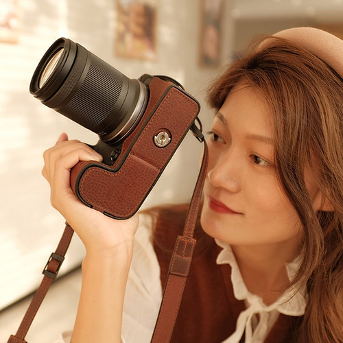 佳能R7R10真皮底座皮套相机包