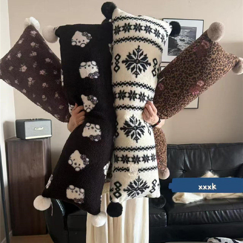 少女心毛绒长条抱枕睡觉夹腿枕