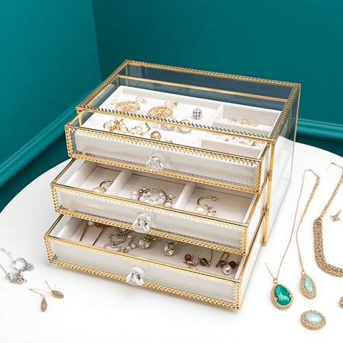 欧式玻璃防尘桌面首饰盒饰品盒