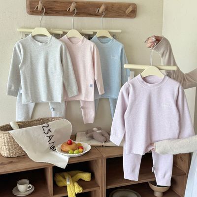 儿童睡衣套装纯棉秋衣秋裤内衣男女童舒绒套头加厚舒绒无骨