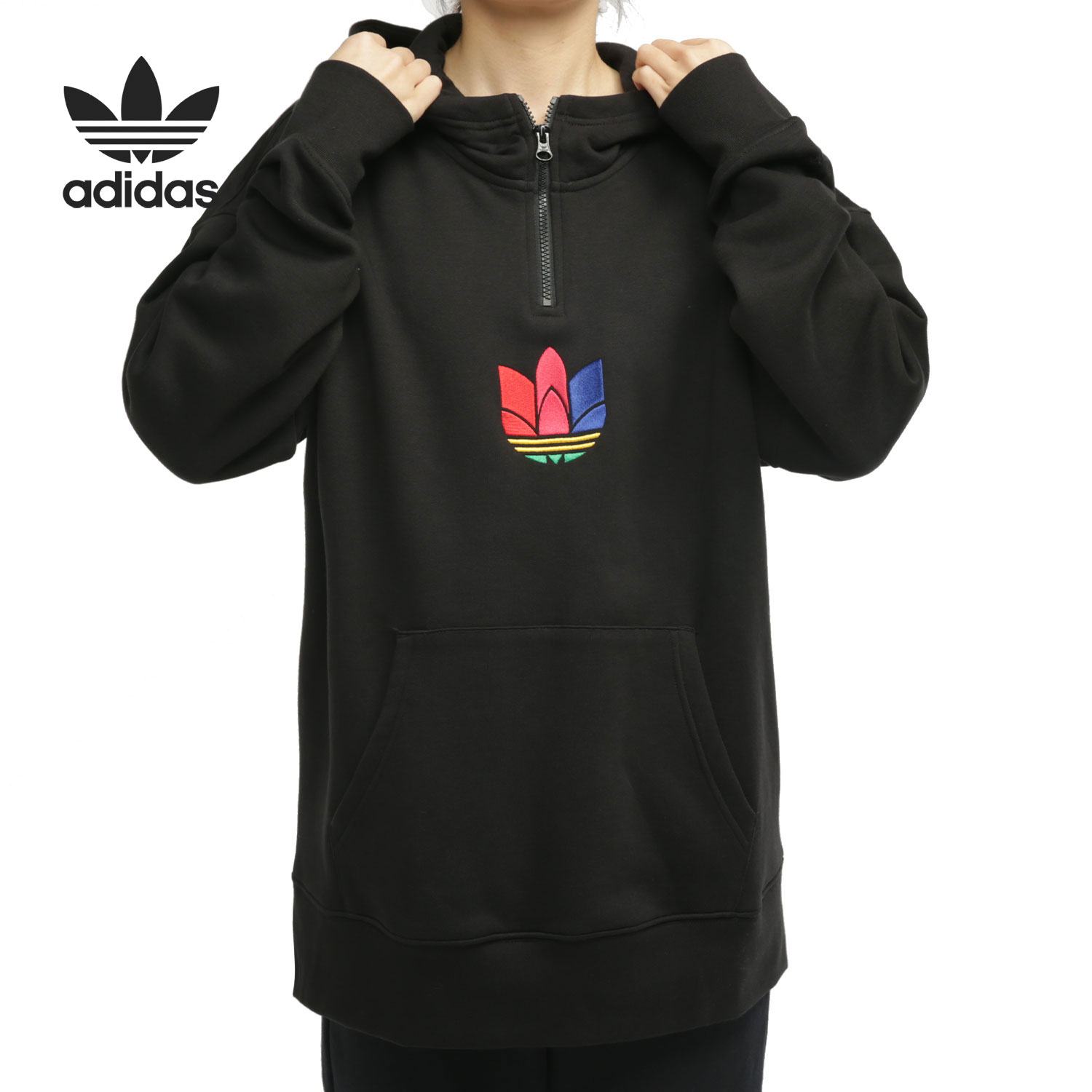 阿迪达斯三叶草长袖女撞色卫衣衫