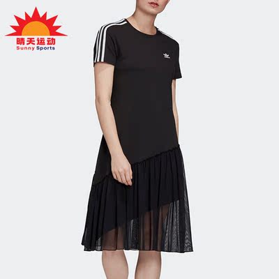 子运动连衣裙阿迪达斯三叶草女