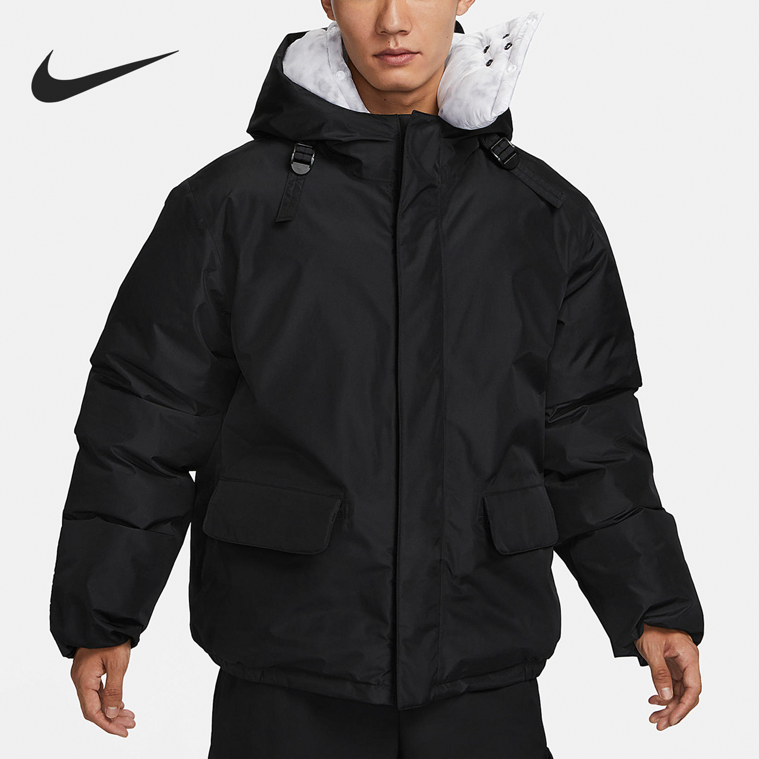 Nike/耐克正品冬季新款男子休闲保暖工装连帽棉服外套FB7595