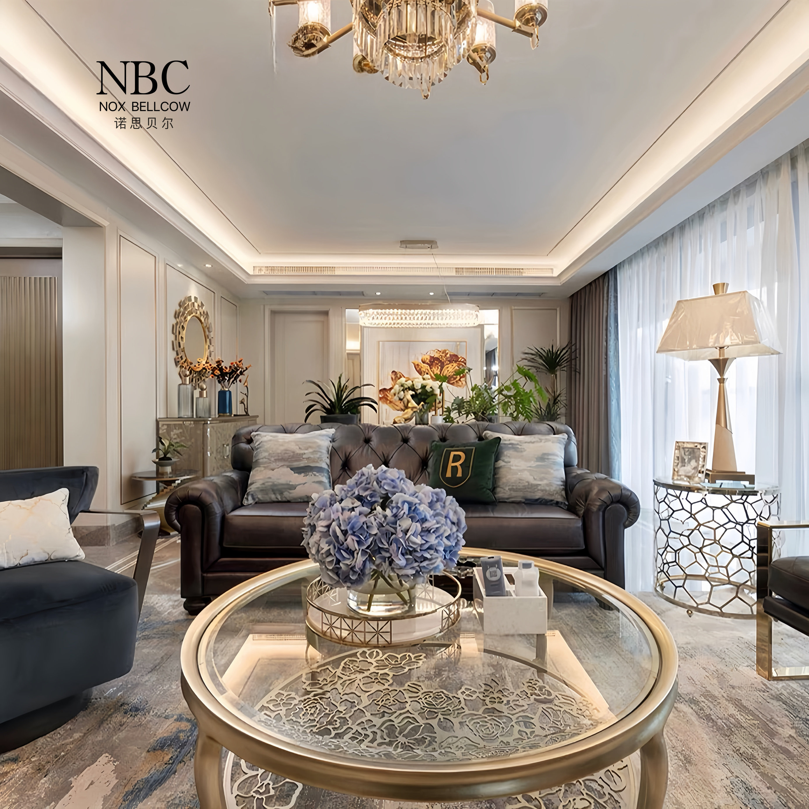 查德威克超纤皮三人沙发客厅美式经典拉扣沙发