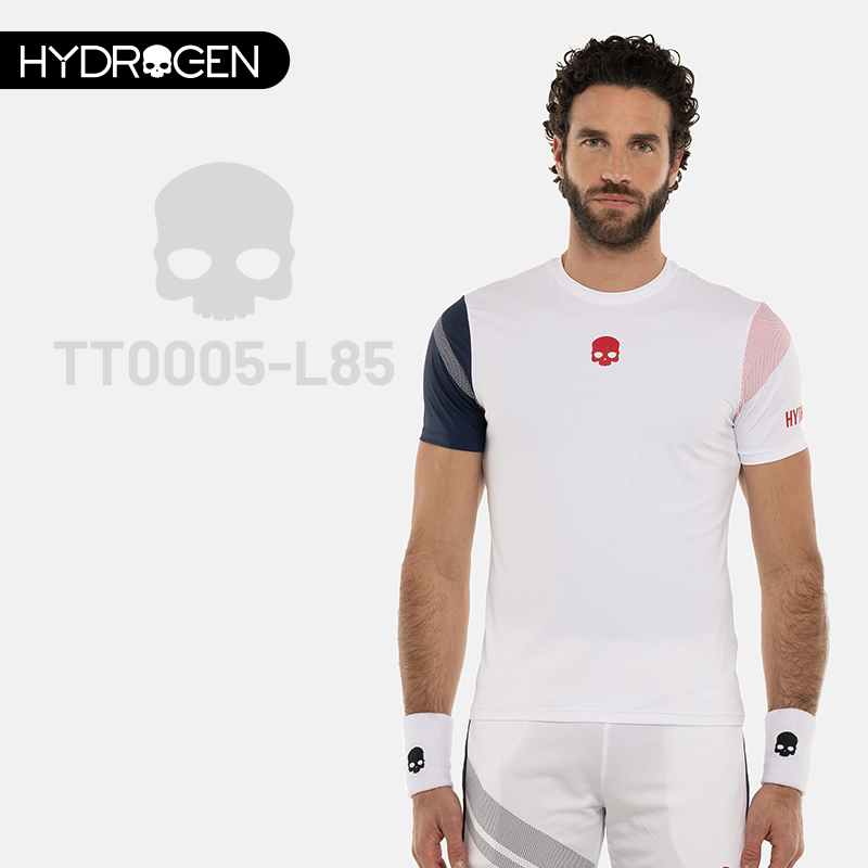 HYDROGEN 氢原子男子网球速干T恤个性图案时尚短袖跑步健身运动服