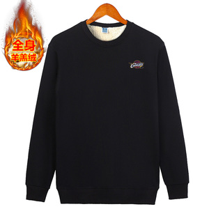 男士卫衣加绒加厚羊羔绒保暖上衣服中老年中年爸爸装父亲老爸冬装