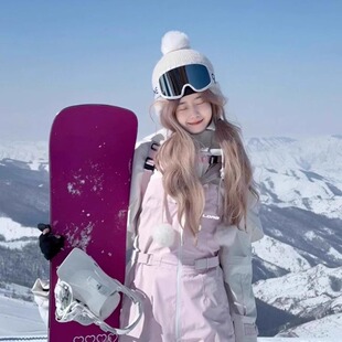 卡盛粉色滑雪服套装女款2025秋冬季新款高级感小众单双板防风雪服
