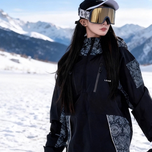 卡盛黑色滑雪服套装女2025冬季新款超好看防风防水保暖单双板雪服