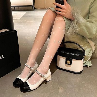 2025年新款法式高跟鞋女粗跟仙女风玛丽珍女鞋复古中跟方头单鞋JK