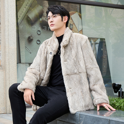 皮草高级感皮毛一体仿狐狸毛外套