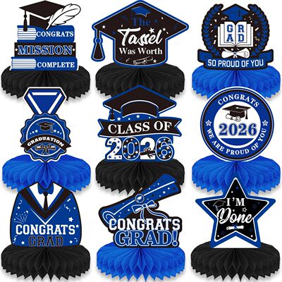 9PCS Class of 2026 Graduation Party Decorations Blue Honeyco