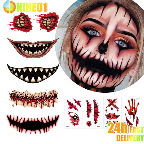 10/2pcs Halloween Waterproof Temporary Tattoo Stickers Blood