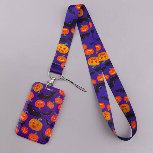 Halloween Pumpkin Credential Holder Punk Lanyards for Key Ne