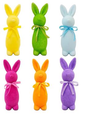Easter Flocking Ornaments Plush Bunny Spring Decoration Scen