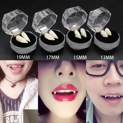Costume 2 Pcs 13/15/17/19 mm Halloween Fake Teeth Fangs Dent