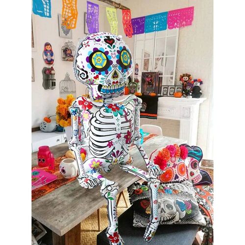 Halloween skull flower balloon, Halloween Day of the Dead mu