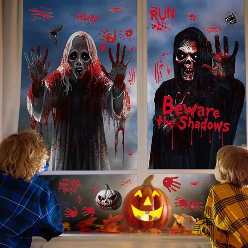 Halloween Decorative Glass Stickers Horror Death Ghost Windo