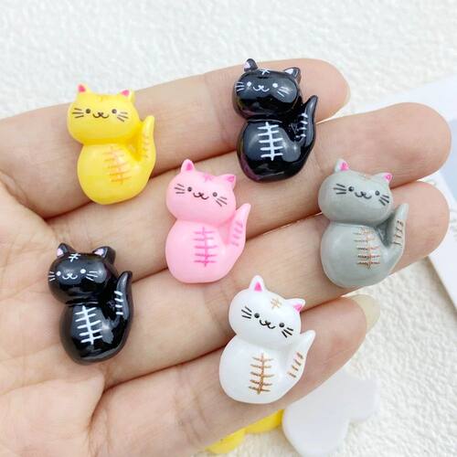 20Pcs New Cute Resin Cartoon Halloween Cat Series Flat Back