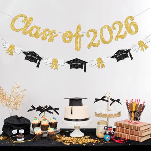 Glitter Gold/Blue/Purple/Red Class of 2026 Banner Graduation