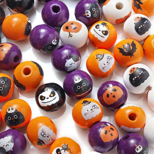10pcs/set Halloween Beads 16mm Pumpkin Black Cat Ghost Beads