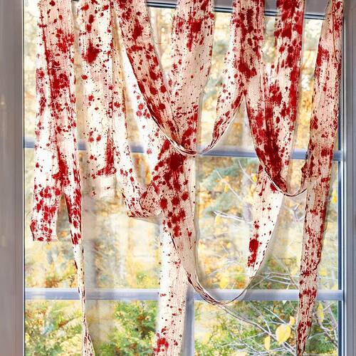 3/5m Halloween Bloody Cloth Strips Blood Gauze Bandage Haunt