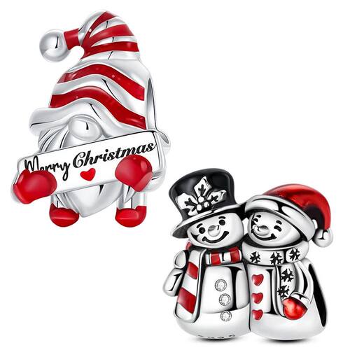 925 Sterling Silver Christmas Charms Santa Claus Snowman Bea