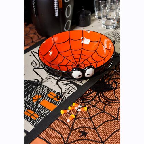 40inch Round 1Pcs Halloween Lace Tablecloth Black Spider Web