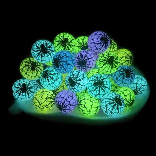 10Pcs Halloween Spider Luminous 15mm Print Silicone Beads Gl