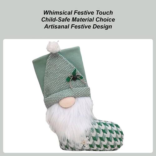 Kids Christmas Stockings Green Christmas Knitted Dwarf Stock