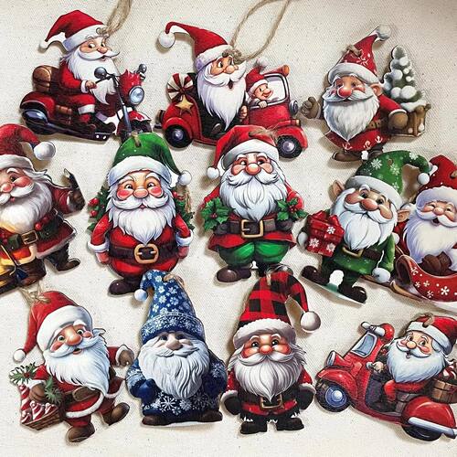 24pcs wooden decorations for Santa Claus, Halloween, Christm