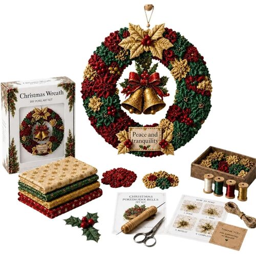2026 3D Fabric Poke Wreath DIY Kit, Christmas Wreath DIY Kit